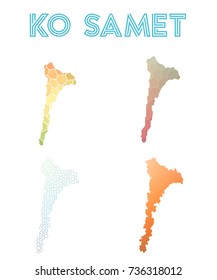 Ko Samet geometric polygonal, mosaic style island maps collection. Modern design for your infographics or presentation.