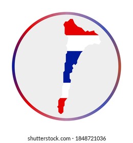 Ko Samet icon. Shape of the island with Ko Samet flag. Round sign with flag colors gradient ring. Appealing vector illustration.