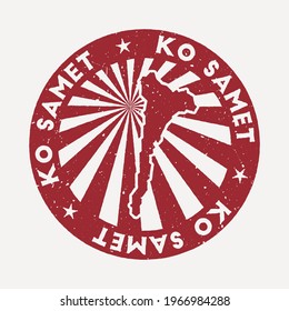 Ko Samet stamp. Travel red rubber stamp with the map of island, vector illustration. Can be used as insignia, logotype, label, sticker or badge of the Ko Samet.