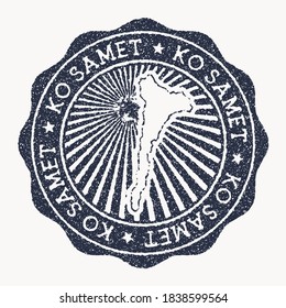 Sello Ko Samet. Sello de caucho de viaje con el nombre y mapa de la isla, ilustración vectorial. Puede utilizarse como insignia, logotipo, etiqueta, pegatina o insignia del Ko Samet.