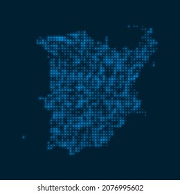 Ko Samui dotted glowing map. Shape of the island with blue bright bulbs. Vector illustration.