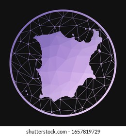 Icono de Ko Samui. Mapa pológico vectorial de la isla. Icono Ko Samui en estilo geométrico. El mapa de la isla con un degradado violeta bajo sobre fondo oscuro.