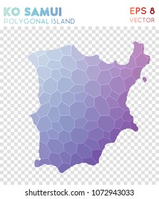 Ko Samui polygonal, mosaic style island map. Amazing low poly style, modern design for infographics or presentation.