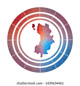 Ko Tao badge. Bright gradient logo of island in low poly style. Multicolored Ko Tao rounded sign with map in geometric style for your infographics.