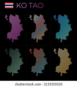Ko Tao dotted map set. Map of Ko Tao in a dotted style with borders filled with beautiful smooth gradient circles. Beautiful vector illustration.