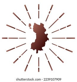 Ko Tao sorgte für Sonnenburst. Karte der Insel mit bunten Sternchen. Ko Tao Illustration in Digital, Technologie, Internet, Netzwerk Stil. Vektorgrafik.