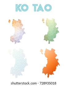 Ko Tao polygonal island map. Mosaic style maps collection. Bright abstract tessellation, geometric, low poly, modern design. Ko Tao polygonal maps for infographics or presentation.