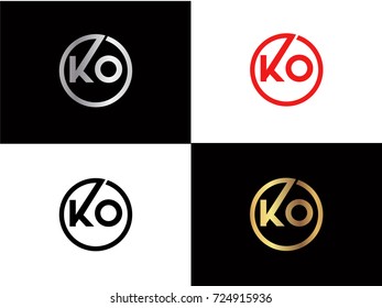 KO text gold black silver modern creative alphabet letter logo design vector icon

