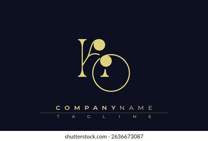 KO Typography Logo Design. Stylish monogram design depiction featuring the letters K and O combined in an artistic signature style, delivering a unique and creative visual representation.