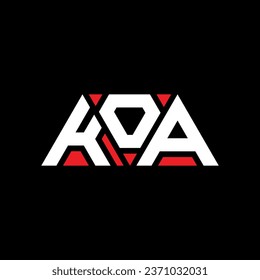 KOA triangle letter logo design with triangle shape. KOA triangle logo design monogram. KOA triangle vector logo template with red color. KOA triangular logo Simple, Elegant, and Luxurious design.
