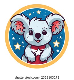 Koala 4th of July Cute in the style of colorful animal