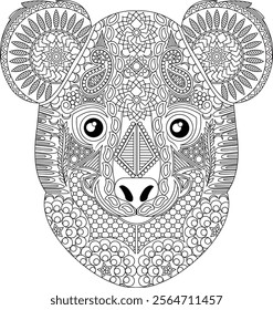 Koala Adult Coloring Page Vector