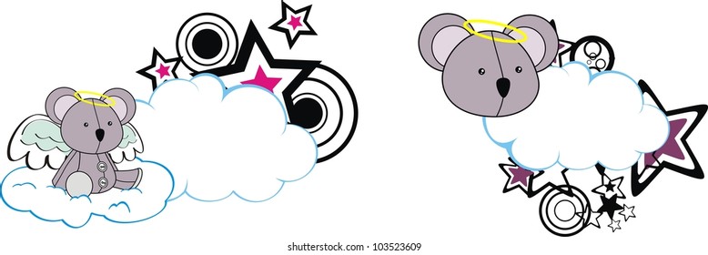 koala angel cartoon cloud copyspace