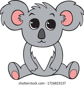 Koala. Animal in cartoon style. Vector template for design T-shirts. Fashion graphic for apparel. Character image jaguar for children's magazines and preschool institution