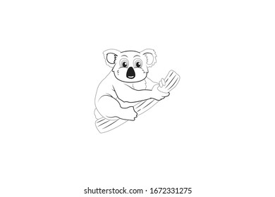 Koala Animal Cartoon Vector Outline Illustration