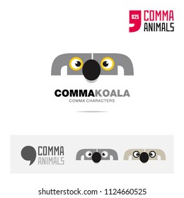 Koala animal concept icon set and modern brand identity logo template and app symbol based on comma sign