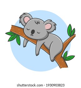 Koala Animal Drawing Cartoon. Marsupial Mammal Mascot Vector Illustration. Jungle Mammal Cute Character