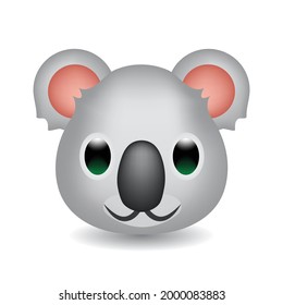 Koala Animal Emoji Illustration Face. Koala Emoji Head. Animal Cute Emotion Face. Vector Illustration Isolated On White.