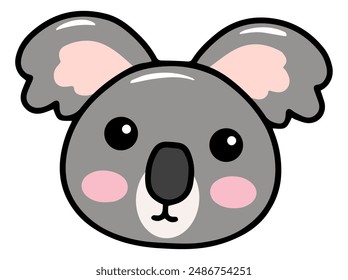 Koala Animal Head Cartoon Illustration