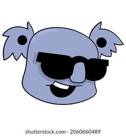 koala animal head with sunglasses cool style, vector illustration carton emoticon. doodle icon drawing