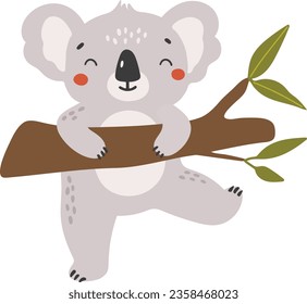 Koala-Tiervektor, abstrakter Baby-Koala-Vektorgrafik, Safari-Baby-Tier, süßes Tier einzeln, bezaubernder Koala für den Druck, Vektorgrafik