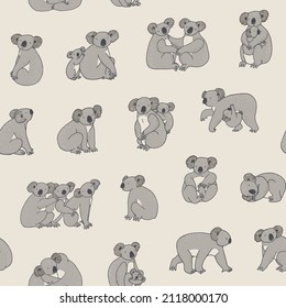 Koala animal vector seamless pattern