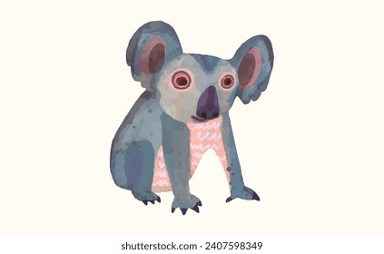 Koala, ilustración vectorial de la acuarela de fauna silvestre animal.