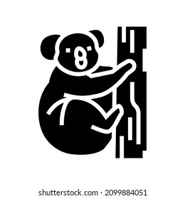 koala animal in zoo glyph icon vector. koala animal in zoo sign. isolated contour symbol black illustration