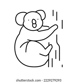 koala animal in zoo line icon vector. koala animal in zoo sign. isolated contour symbol black illustration