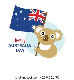 Koala with the Australian flag. Happy Australia Day with a cute koala. National day of Australia, January 26. 