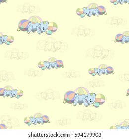 Koala with baby balls and pattern seamless