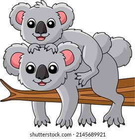 Koala With A Baby Cartoon Colored Clipart 