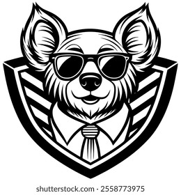 koala barbershop logo stylized wolf with sunglass