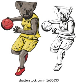 Koala Basketball Mascot for sport teams. Great for t-shirt designs, school mascot logo and any other design work. Ready for vinyl cutting.