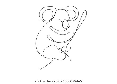 Koala Bear Animal Abstract Doodle Sketch One Line Drawn Editable Vector Illustration. Monoline Outline Mascot Koala Animal Portrait Line Silhouette Design. Wild Koala Symbol Line Art Decoration