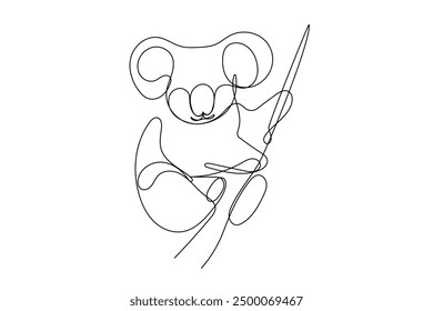 Koala Bear Animal Abstract Doodle Sketch One Line Drawn Editable Vector Illustration. Monoline Outline Mascot Koala Animal Portrait Line Silhouette Design. Wild Koala Symbol Line Art Decoration