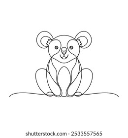 Koala bear Animal continuous line art flat vector illustration on white background