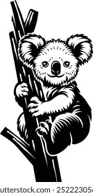 Um urso de coala australiano xilogravura animal vintage estilo ícone mascote ilustração