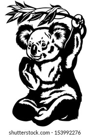 koala bear black and white vector illustration