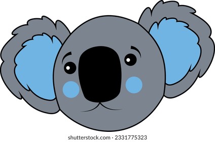 Koala bear with blue ears and cheek (character) for baby or child textile print. 