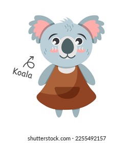 Koala tiene personajes de caricatura con ropa . Vector.