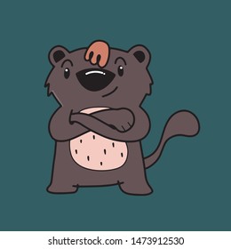 Koala bear character isolated on green background. vector illustration in cartoon style