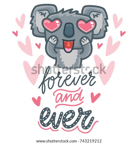 Koala Bear Character Love Lettering Calligraphy Stock Vector (Royalty ...