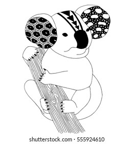 Koala bear with doodle ears illustration
