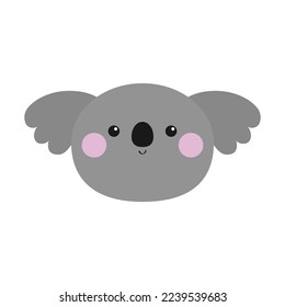 Koala bear face icon. Cute cartoon funny baby character. Kawaii animal. Pink cheek. Notebook cover, t-shirt print. Gray silhouette. Love Greeting card. Flat design. White background. Vector