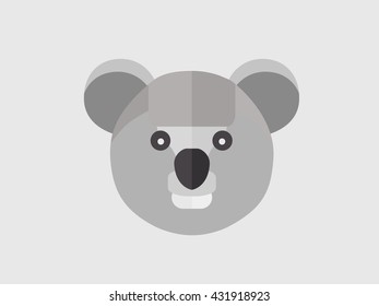 Koala bear head vector illustration flat
