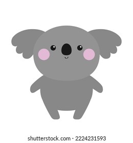 Koala bear icon. Cute cartoon funny baby character. Kawaii animal. Pink cheek. Notebook cover, t-shirt print. Gray silhouette. Love Greeting card. Flat design. White background. Vector illustration