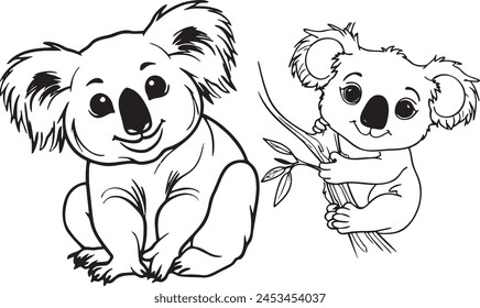 koala bear icon happy cute cartoon style coloring 