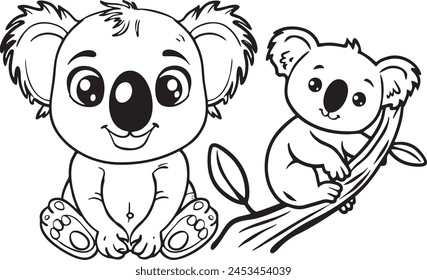 koala bear icon happy cute cartoon style coloring 