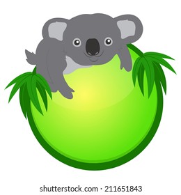 koala bear icon with leaf